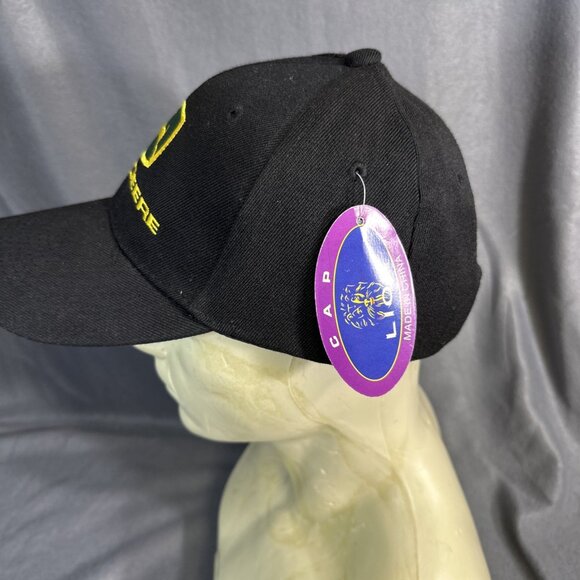 John Deere Black Hat Cap Snapback Adjustable Logo Tractor Farm New w/ Tag - Picture 2 of 8